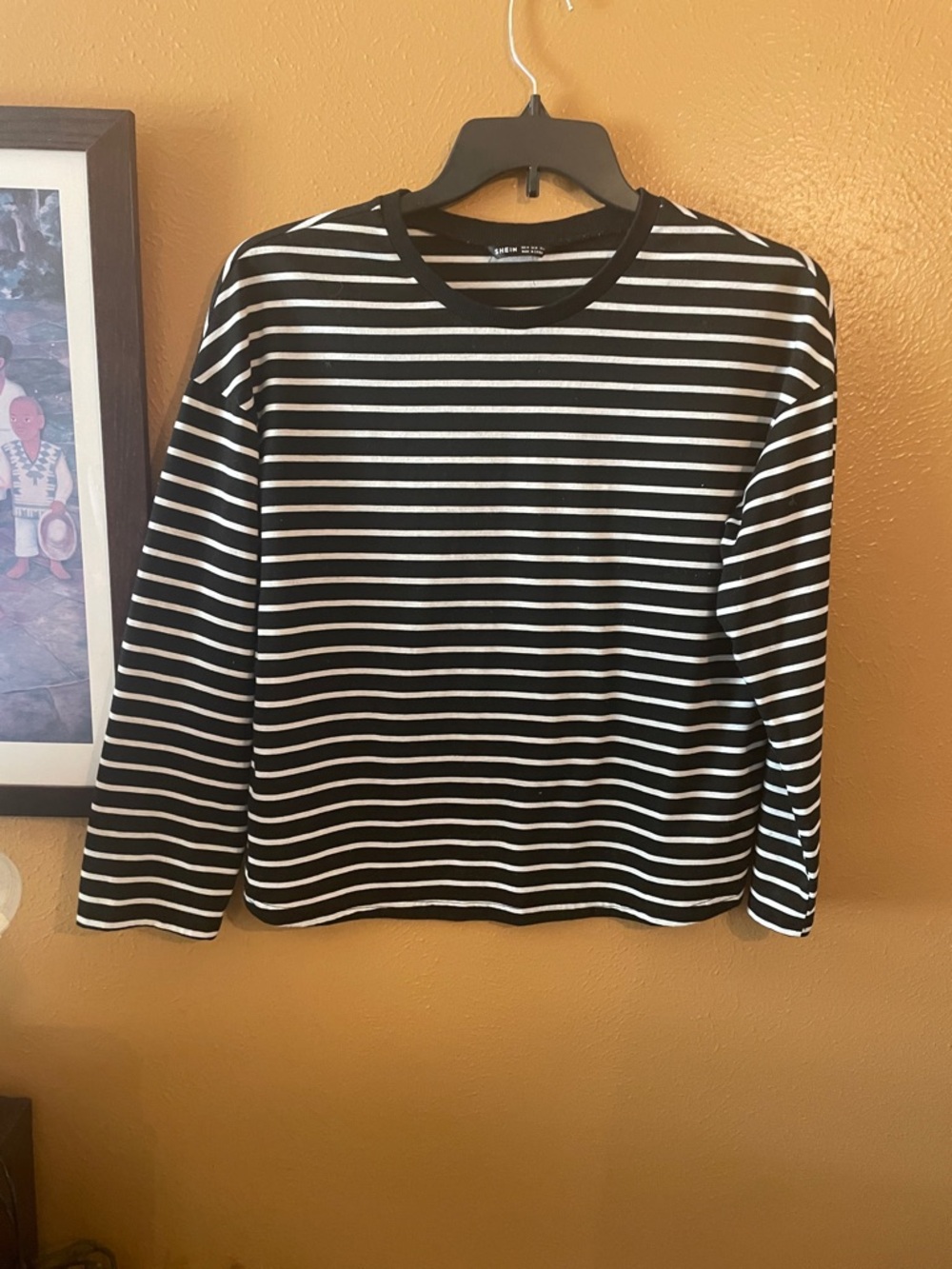 SHEIN Black and White Striped Tee